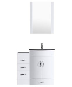 36" White Vanity, 24" Single Sink Base, Single 12 Drawer Base, LV5-C1-36-W