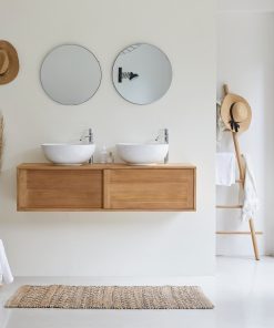 Wooden Wall-Mounted Double Washstand | Tikamoon Basic