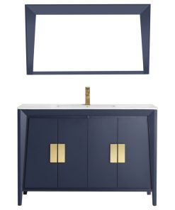 48" Larvotto Navy Blue Modern Bath Vanity, No Matching Mirror