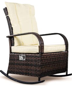 3 Piece Reclining Wicker Outdoor Lounge Chair Set with Coffee Table