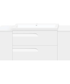 54" Wall-Mount White Vanity Set With Sink, LV7-C5W-54W, Style 7