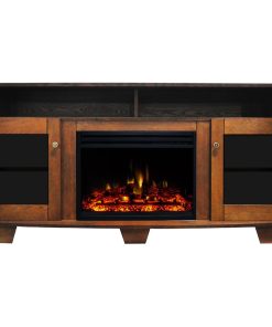 59.1x17.7x31.7 Savona Fireplace Mantel w/Deep & Enhanced Log Insert - Wal