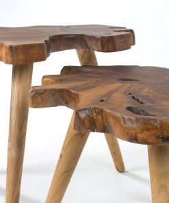 Teak Wood Slab Side Table Set (2) | La Forma Harris