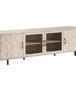 70" Herringbone Groove 4 Door TV Stand, Birch