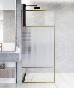 VIGO Essex 34"x74" Shower Screen With Fluted Glass, Matte Gold