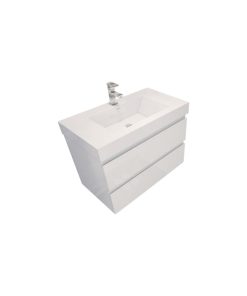 36" Wall Mount Vanity With Reinforced Acrylic Sink, High Gloss White