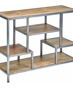 36x48 Wide Rustic Industrial Free Standing Staggered Etagere Shelf Roberto