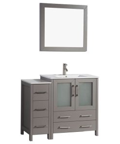Vanity Art Single-Sink Vanity Set With Ceramic Top, 42", Gray