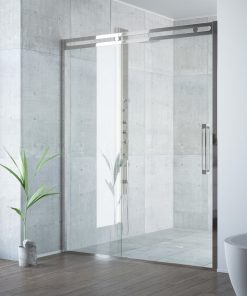 VIGO 60"x74" Erie Adjustable Framed Sliding Shower Door, Stainless Steel