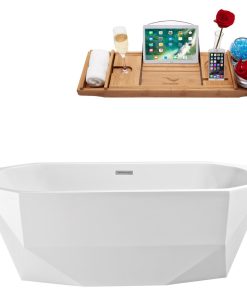 59" Streamline Freestanding Tub and Tray With Internal Drain