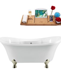 68" Streamline N901BNK-CH Clawfoot Tub and Tray With External Drain