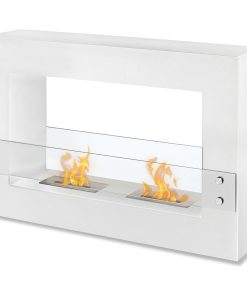 White See-Through Ventless Fireplace - Tectum White | Ignis