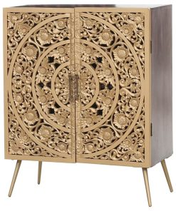 Yamagata Hand Carved Solid Wood Mid-Century Storage Cabinet