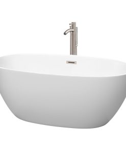 Wyndham Collection WCBTE306159ATP11 Juno 59" - Matte White / Brushed Nickel