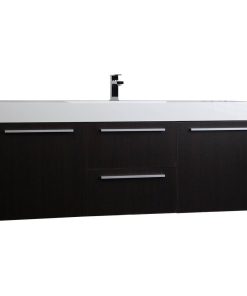 59" Wall Mount Contemporary Bathroom Single Vanity, Espresso