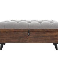 Theodore Tufted Cocktail Bench/Ottoman Grey/ Dark Oak
