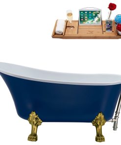 55" Streamline N369BGL-BNK Clawfoot Tub and Tray With External Drain