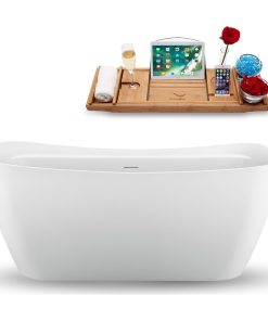59" Streamline N1720GLD Freestanding Tub and Tray with Internal Drain