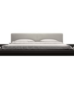 Worth Cal King Bed, Wenge, Warm Gray Leatherette