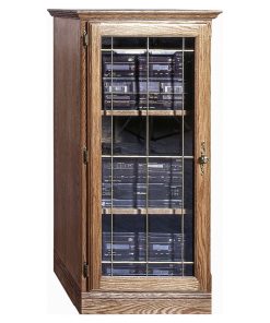 Traditional Oak Audio Tower With Glass Door