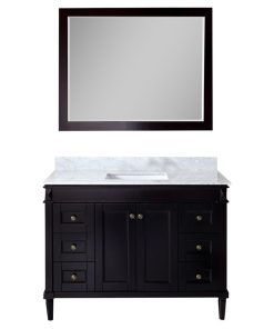 Tiffany 48" Vanity, Espresso, Marble Top, Square Sink, Mirror