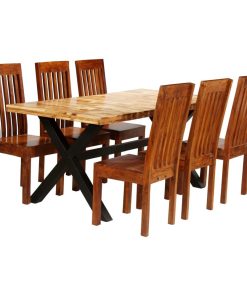 vidaXL 7 Pieces Solid Acacia and Mango Wood Dining Table Set Kitchen Furniture