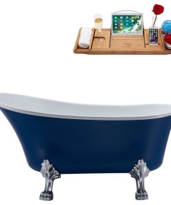 55" Streamline N370CH-IN-ORB Clawfoot Tub and Tray With Internal Drain