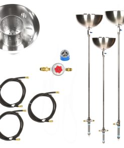 3 Pack Portable Propane Backyard 36" Stainless Steel Tiki Torches With Bowls
