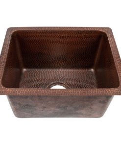 17" Rectangle Hammered Copper Bar/Prep/Laundry/Utility Sink with Accessories