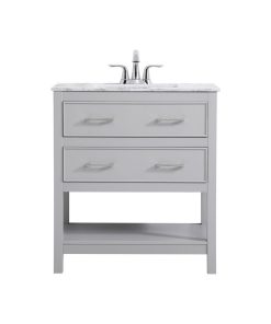 White 30" Single Sink Bathroom Vanity, Grey