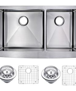 36" X 22" 15mm Radius 60/40 Double Bowl Stainless Steel Apron Front Kitchen Sink