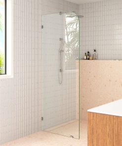 40"x78" Frameless Shower Door Single Fixed Panel Radius, Polished Chrome