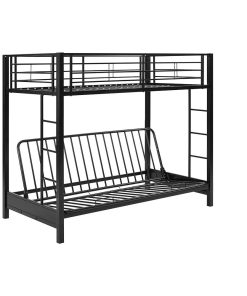 Twin-Over-Futon Metal Bunk Bed, Black