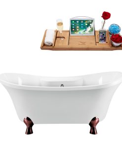 68" Streamline N901ORB-CH Clawfoot Tub and Tray With External Drain