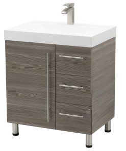 Windbay 30" Free Standing Vanity, Taupe Grey, White Integrated Sink and Countert