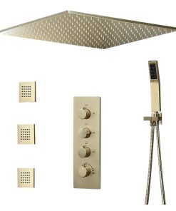Thermostatic 20" Rain Shower System with Hand Shower & Body Sprays Jets