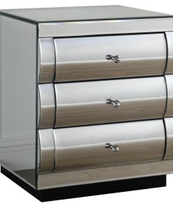 3 Drawer Mirrored Square End Table