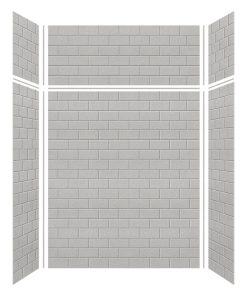 Transolid SaraMar 60"x36"x96" 6-Piece Shower Wall Kit With Extension, Grey Beach