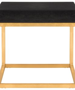 Windel Contemporary Glam Velvet Square Ottoman Black