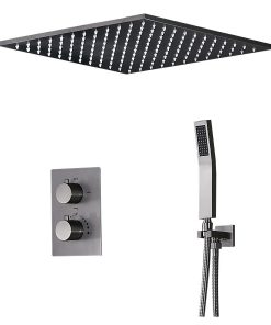 Thermostatic 16" Brass Brushed Nickel Head Shower System With Valve