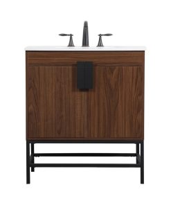 19" Modern Walnut-Light Bathroom Vanity