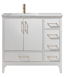 Sutton White Bathroom Vanity, No Mirror, 36"