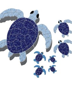 Turtle Group Ceramic Swimming Pool Mosaic Blue