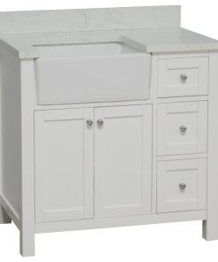 Yorkshire 36" Bathroom Vanity, White, Engineered Marble