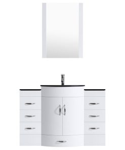 48" White Vanity, 24" Single Sink Base, 12 Drawer Bases, LV5-C4-48-W