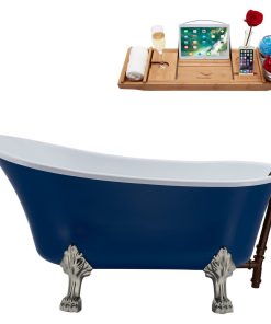 55" Streamline N369BNK-ORB Clawfoot Tub and Tray With External Drain