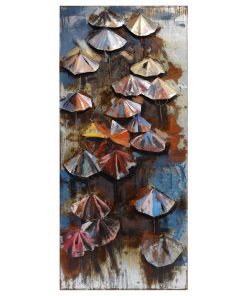 Umbrellas Wall Art Primo Mixed Media Hand Painted 3D Metal Wall Sculpture