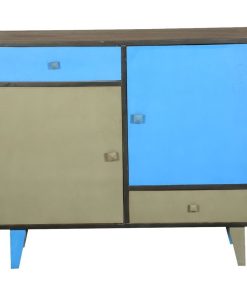 60? Retro Blue & Gray Mango Wood Standing Console Cabinet