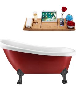 61" Streamline N482BGM-IN-GLD Clawfoot Tub and Tray With Internal Drain