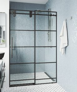 VIGO 56-60-inch Grid Elan Adjustable Sliding Shower Door in Matte Black